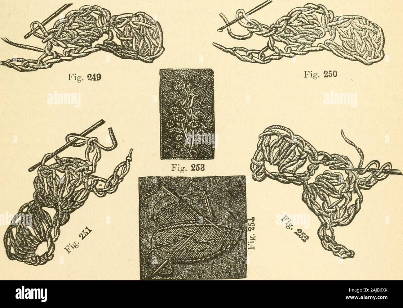 The international encyclopedia of scientific tailor principles, for all kinds and styles of garment-making .. Also designing .. embroidery, crocheting, knitting, worsted work, fancy and artistic needle work .. . Fig. 248. International Embroidery and Crochet-Stitches. 184 THE ENCYCLOPEDIA OF GARMENT-MAKING, International Embroidery and Crochet-Stitches. PLATE XXXIII. Figures 240, 241, 242, 243, 244, 245, 246, 247, 248, 249, 250, 251, 252, 253, and 254. Figure 240, represents the position of the needle, and the method of hem-stitching; figures 241, 242, 243, 244, 245, 246, 247, 248, 249, 250, 2 Stock Photo