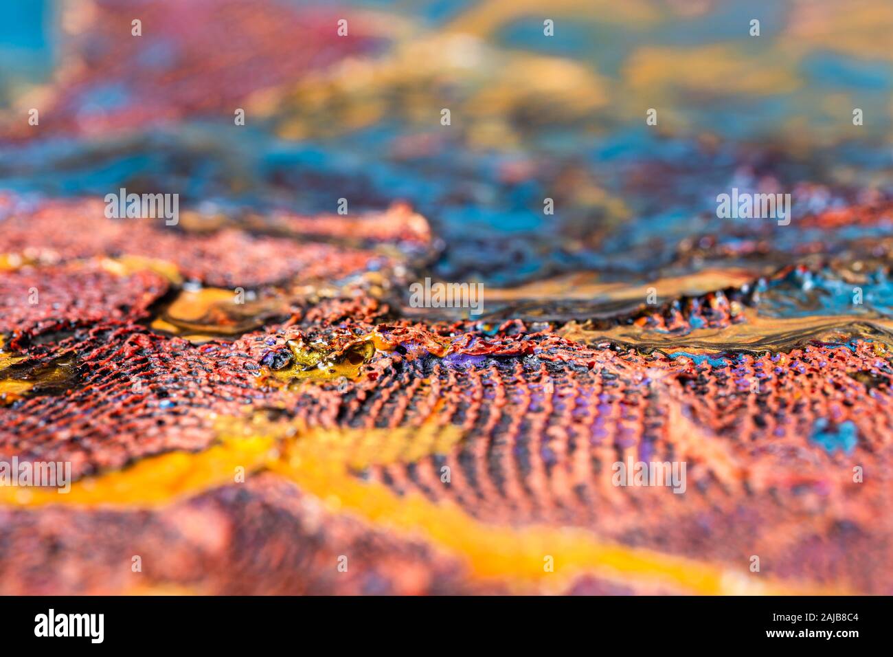 Mixed traditional painting media background made with flow metallic and