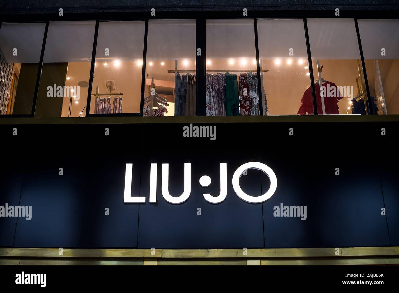 Turin, Italy - 03 July, 2019: Detail of branding outside the Liu Jo store in Turin. Credit: Nicolò Campo/Alamy Live News Stock Photo