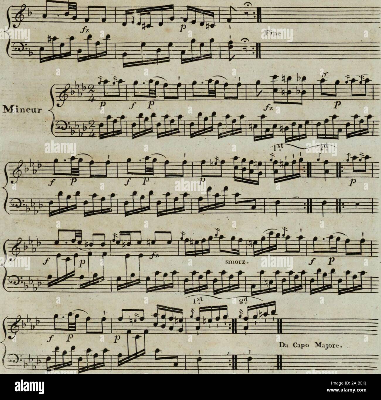 Six sonates pour la harpe avec accompagnement d'un violon ou flûte obligée, tres faciles a éxécuter, elles peuvent aussi se jouer seules d'autant qu'elles contiennent beaucoup de petits airs . so Stock Photo