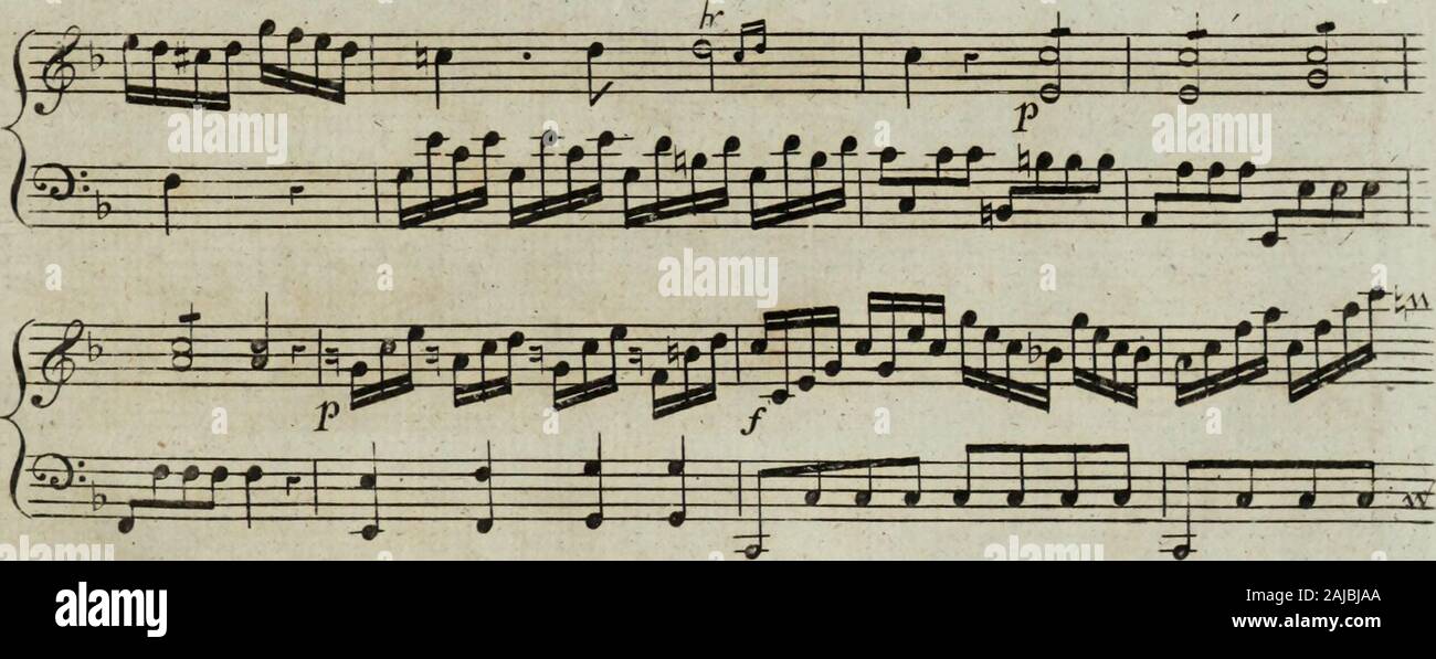 Six sonates pour la harpe avec accompagnement d'un violon ou flûte obligée, tres faciles a éxécuter, elles peuvent aussi se jouer seules d'autant qu'elles contiennent beaucoup de petits airs . Stock Photo