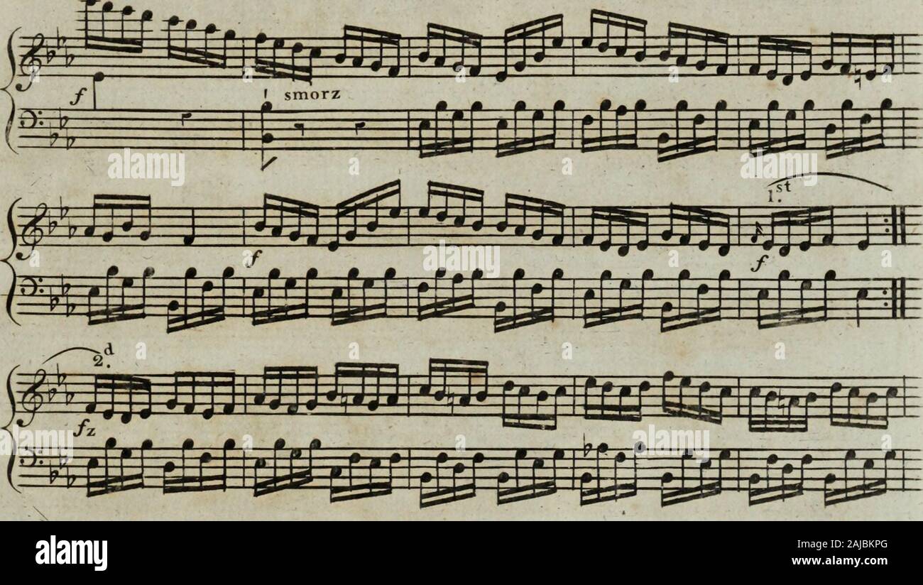 Six sonates pour la harpe avec accompagnement d'un violon ou flûte obligée, tres faciles a éxécuter, elles peuvent aussi se jouer seules d'autant qu'elles contiennent beaucoup de petits airs . Stock Photo