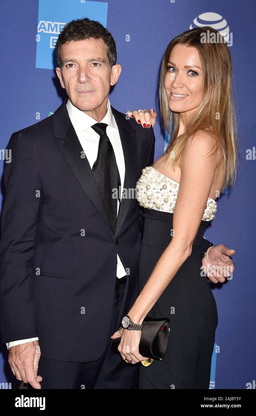 PALM SPRINGS, CA - JANUARY 02: Antonio Banderas (L) and Nicole Kimpel
