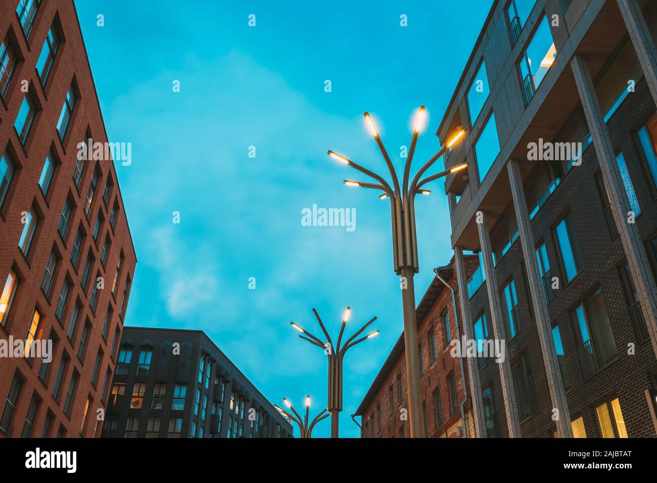 Tallinn, Estonia. Historical Rotermann City Quarter In Evening Illuminations. Rotermann Quarter Includes Old Industrial Buildings With New Function An Stock Photo