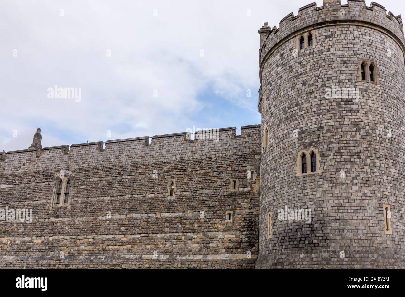 Outside view of Windsor Castle in England.Windsor Castle is the oldest