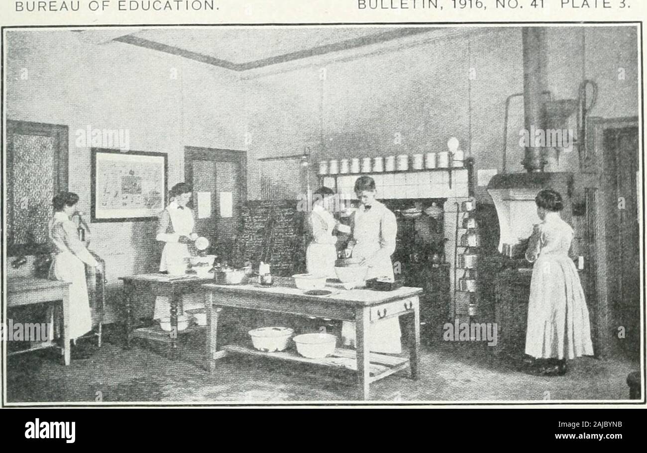 Agricultural and rural extension schools in Ireland . :• •.:!?.: I ?: :,jf,L  , i i, [coti .f..i V: i;. SAI/IE HALL UTTED UP AS A CLASSROOM. BUREAU OF EDUCATION ULLETIN, 1916, NO. 41 PLATE 3.. A. CENTRAL TECHNICAL INSTITUTE, WATERFORD; COOKERY CLASS. Stock Photo