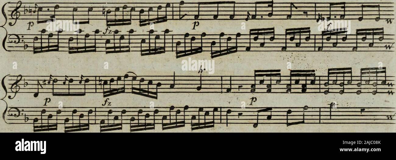 Six sonates pour la harpe avec accompagnement d'un violon ou flûte obligée, tres faciles a éxécuter, elles peuvent aussi se jouer seules d'autant qu'elles contiennent beaucoup de petits airs . effig^grf Stock Photo