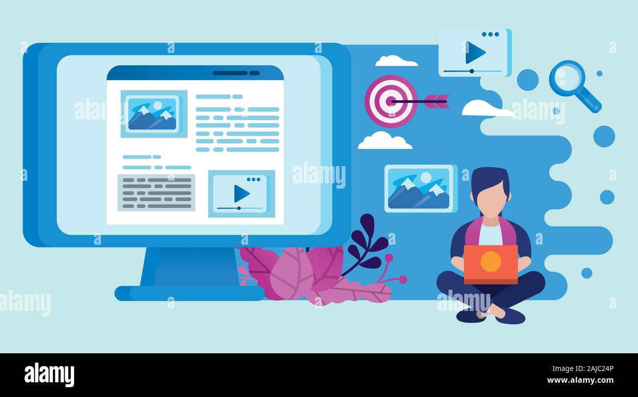 Computer desktop media marketing Stock Vector Images - Alamy