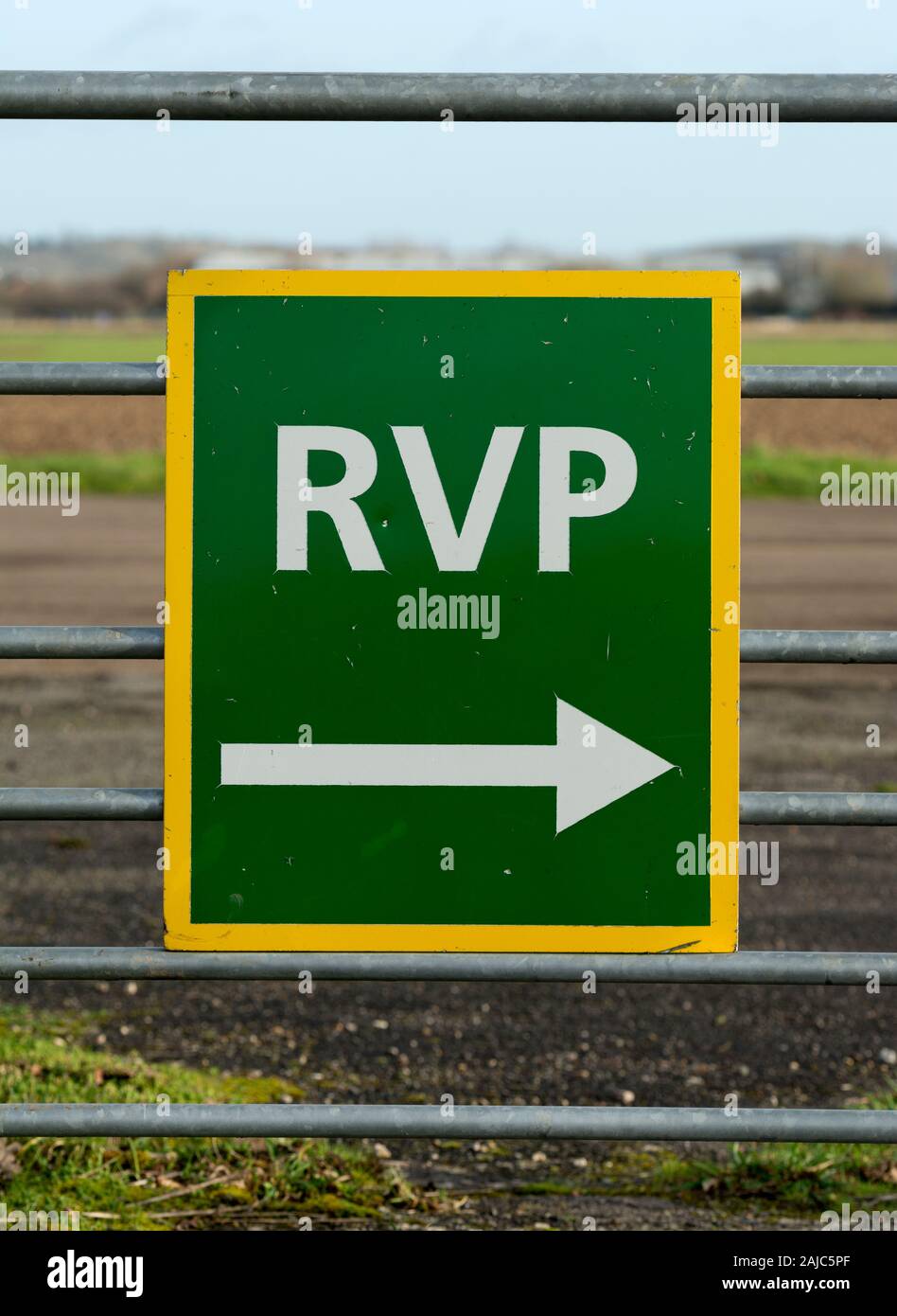 Rendezvous Point (RVP) sign at Wellesbourne Airfield, Warwickshire UK