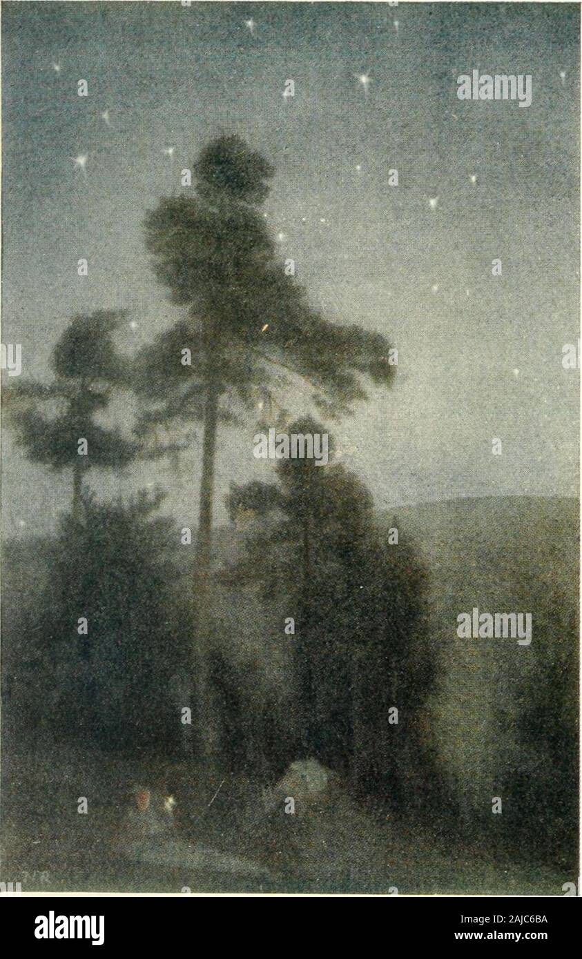 Travels with a donkey in the Cevennes . S WITH A DONKEY room. By the time I had made myarrangements and fed Modestine, the daywas already beginning to decline. 1 buckledmyself to the knees into my sack and madea hearty meal; and as soon as the sun wentdown, I pulled my cap over my eyes andfell asleep. Night is a dead monotonous period undera roof; but in the open world it passesliglitly, with its stars and dews and per-fumes, and the hours are marked by changesin the face of Nature. What seems a kindof temporal death to people choked be-tween walls and curtains, is only a lightand living slumb Stock Photo