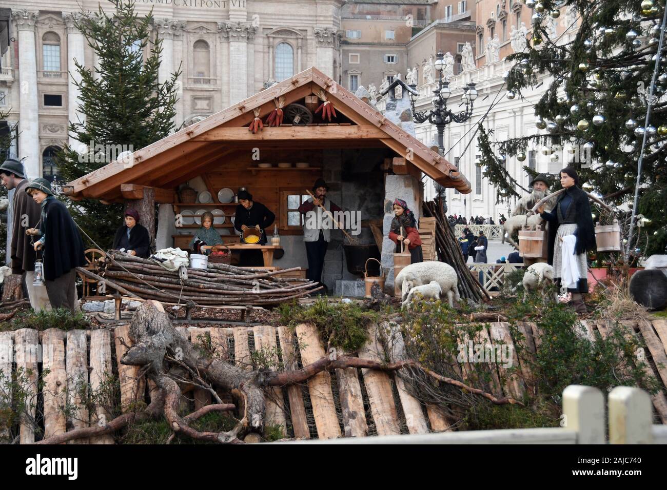 Rome Italy Basilica of Saint Peter - Christmas nativity scene Credit: Giuseppe Andidero Stock Photo