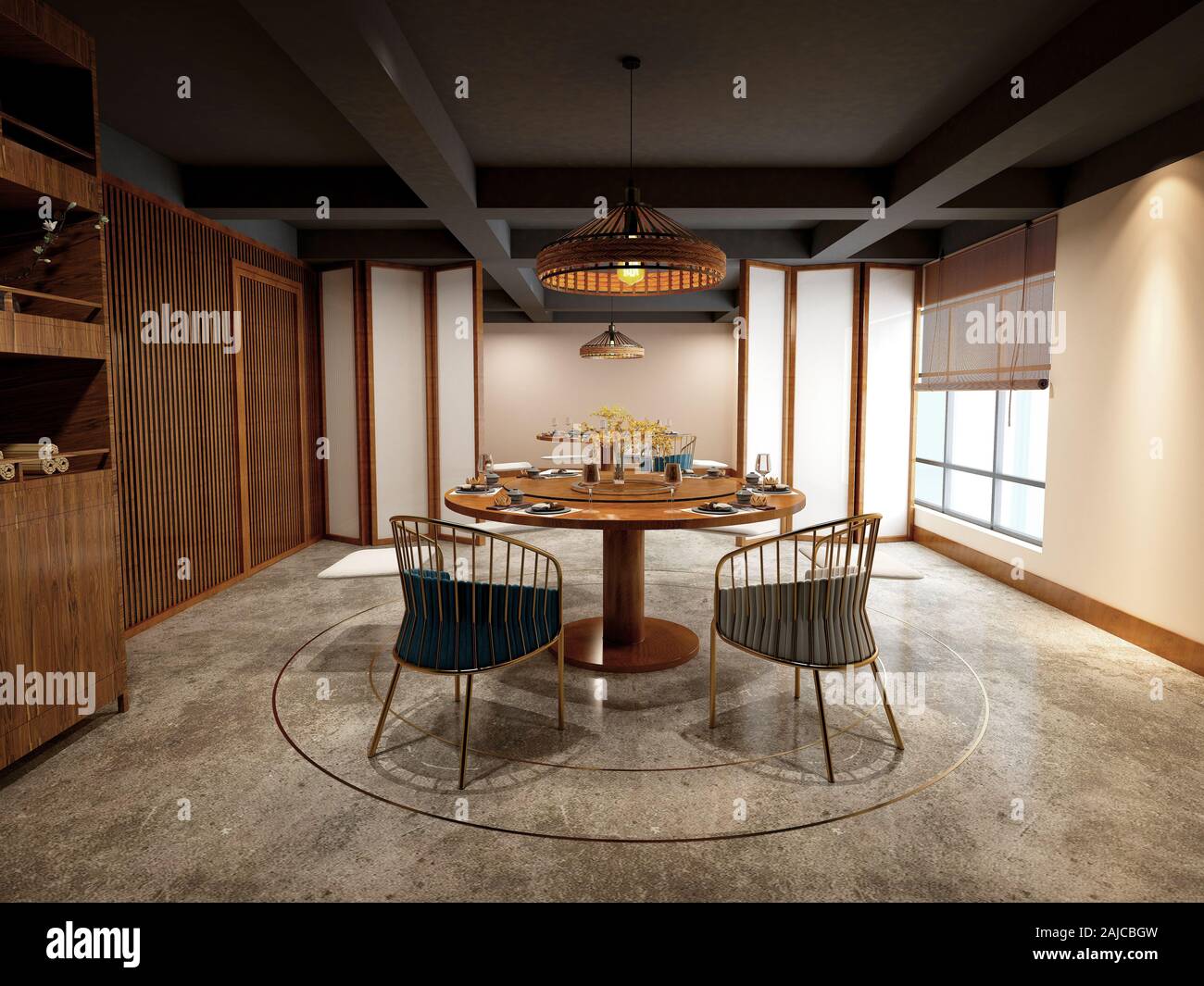 3d render of modern home interior living room Stock Photo