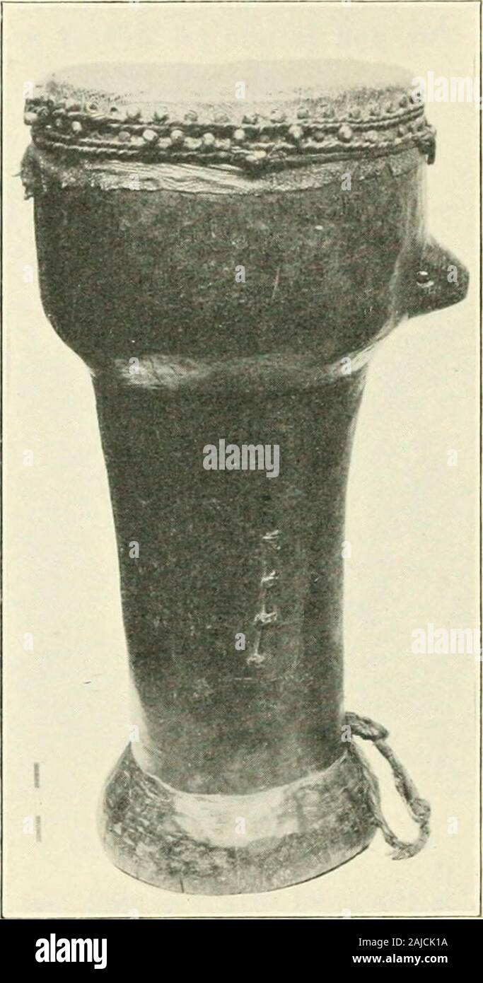 Handbook to the ethnographical collections . s largelypractised ; huts are throughout circular with conical or domedroofs, and pile-houses are found (Nuer). Tobacco is much smoked,many of the pipes being of enormous size (figs. 167, 168). The Jur and Dor are skilful smelters and workers of iron (fig.12), and baskets and wooden pillows are found amongst mosttribes. Art is chielly limited to the rude geometrical paintings onAcholi huts, the memorial figures carved by the Dor, and the claymodels of cattle made by the Dinka. The cliief weapons are the club, socketed spear and bow ; butwrist-knives Stock Photo