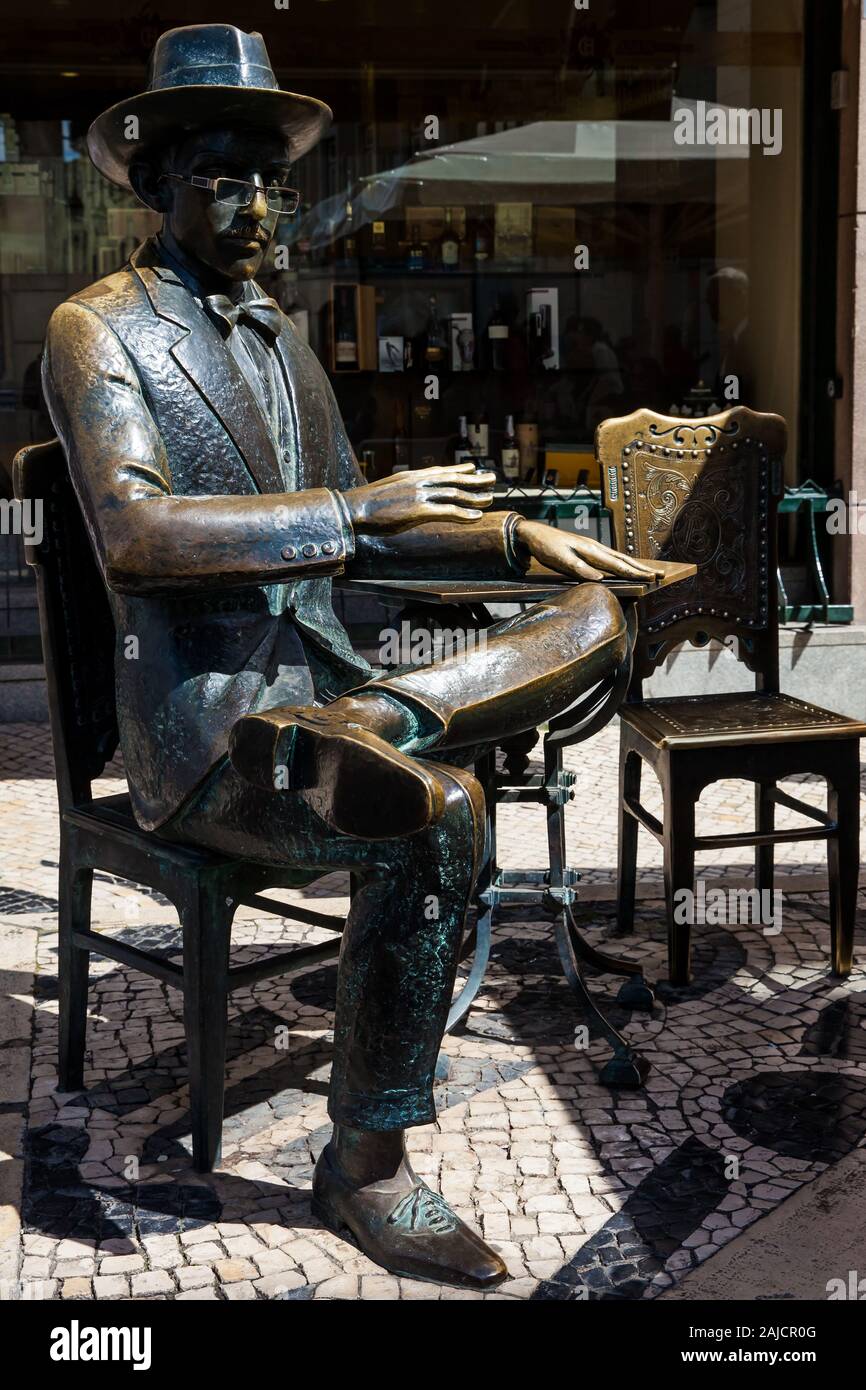 LISBON, PORTUGAL MAY, 2018 Statue of the famous poet Fernando Pessoa