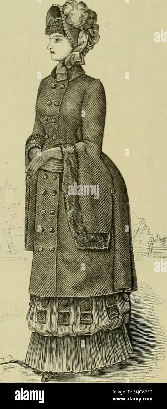 Strawbridge & Clothier's quarterly . No. 13.—Ladies Silk Sicilian Circular, linedwith Sibenan squirrel; prices, J35.00 to $150.. No. 16.—Imported Double-Breasted Dolman, ofGerman beaver cloth ; astrakhan on collarand sleeves, and cord on back ; 52 inches long;sizes, 32 to 44 inches, bust measure ; price,{12.00. Stock Photo