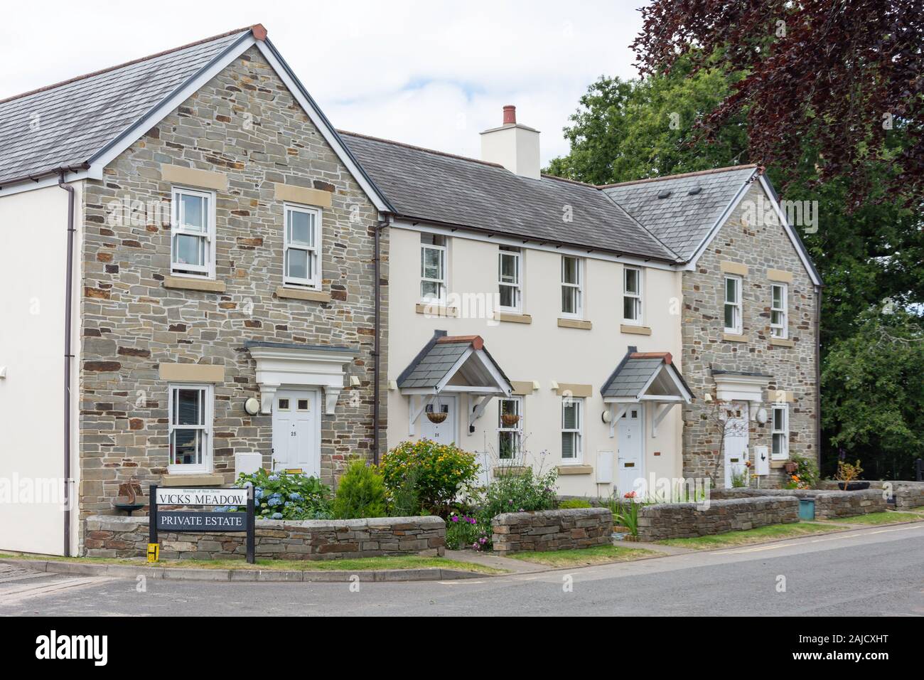 Private housing estate, Vicks Meadow, Hatherleigh, Devon, England, United Kingdom Stock Photo