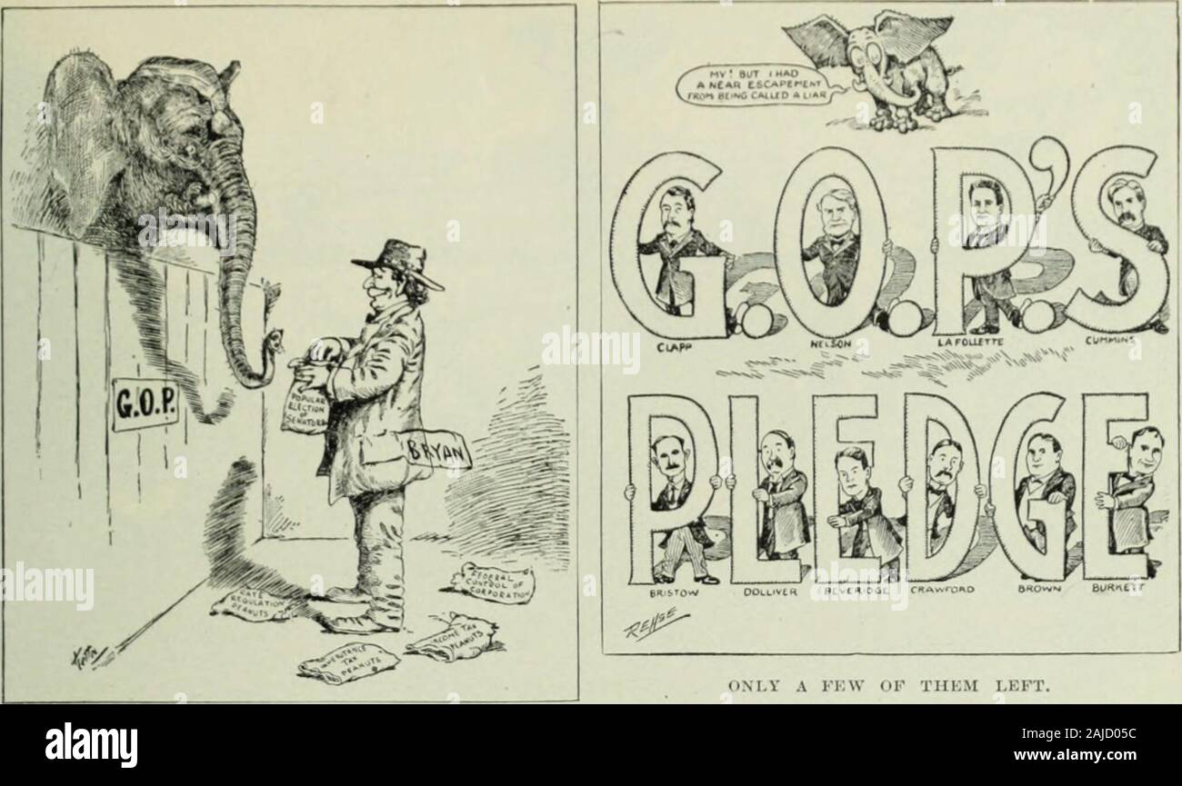 Review of reviews and world's work . „ the fight and endeavors to bring both From the Herald (Washington, D. C). House and Senate in agreement. THE CARTOON 1ST-S POINT OT ^IHIV. 167. STlI.h FKKDIXC. THE ELEPIIAXT. From the ^^urld (New York). Mr. Bryan suggested to President Taft to submitto tlie people flie jjroposition for tlie election ofSenators by the ijeopic ut the same time that the in-come tax amendment is submitted to them. UM.V A FKW Ol TIIK.M I.ElT. From the Pioneer-Press (St. Paul). The Senators shown in this cartoon are those whoheld out for a downward revision of the tariff inacc Stock Photo