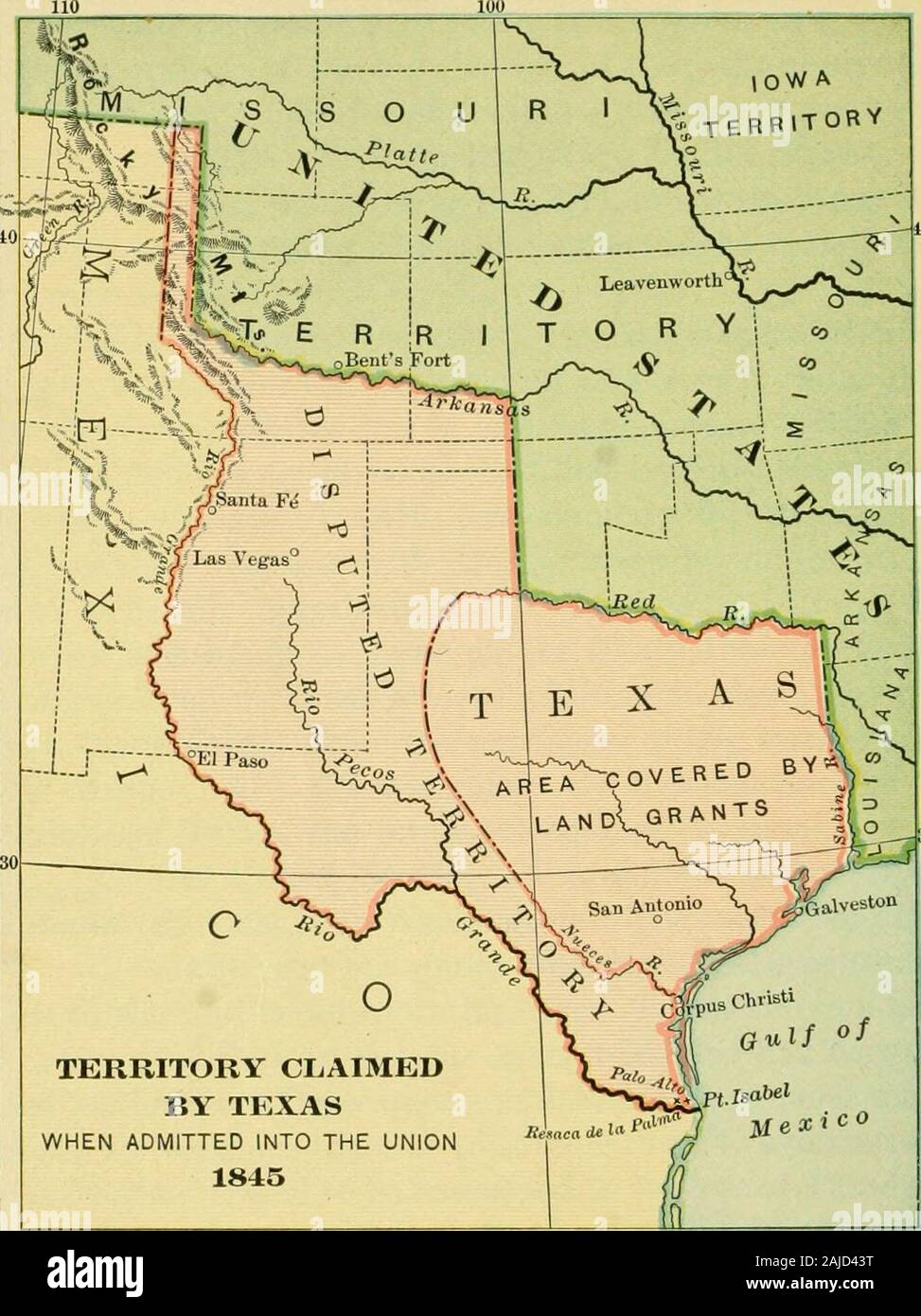 A history of the United States . y some at the North that the South,having secured in Texas a large addition to slave territory,was now indifferent about the expansion of free territory. As Mexico had never recognized the independence of theRepublic of Texas, she protested against its annexation toCauses of ^^^ United States and promptly withdrew herthe Mexican minister from Washington. The rupture of diplo- matic relations under such circumstances usually leads to war and it did so in this case. Furthermore a massof claims of American citizens against Mexico had accumu-lated in the State Depa Stock Photo