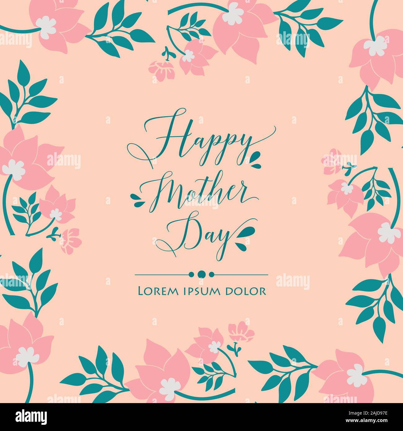 Elegant Ornate of flower frame, for cute happy mother day design of ...