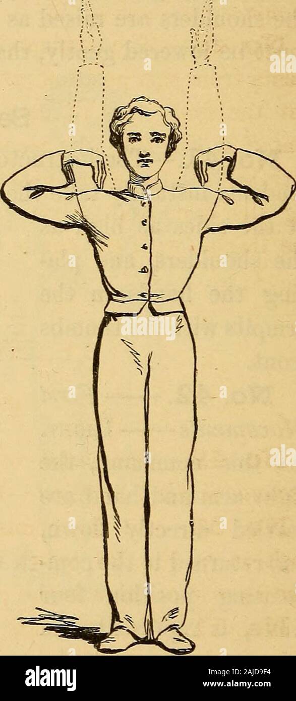 Hand book of calisthenics and gymnastics a complete drill book for schools families and gymnasiums with music to accompany the exercises Fig. 22. Fig. 23. Third Position. No. 45. Third Position. At