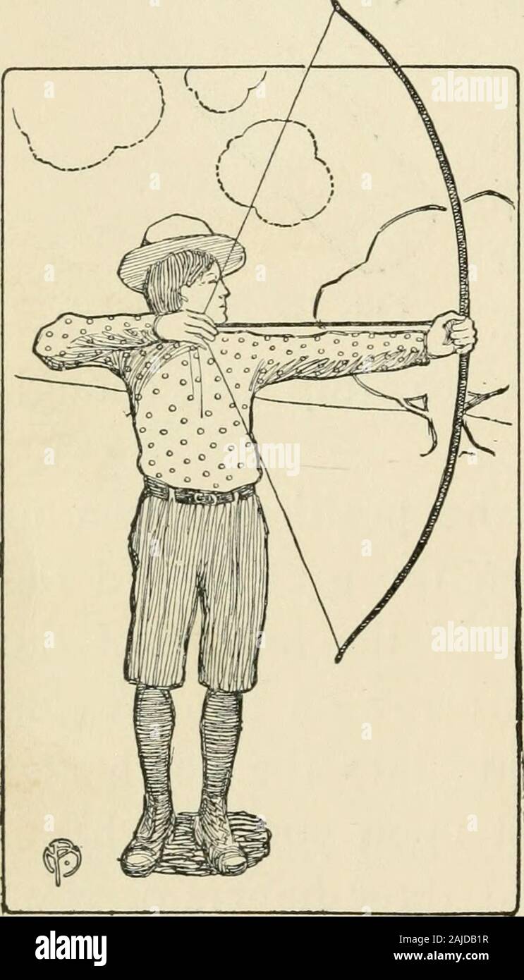 The boy craftsman; practical ad profitable ideas for a boy's leisure hours . obby of collecting Indianarrow-heads has no doubt often wondered how theywere made, and also how the bows and arrows wereprepared. The ways In which all uncivilized people dothings Is Interesting, and especially when It Is remem-bered that they had but raw materials with which to work and only such tools asthey could make out of stone.The Indians Bow was madeof different woods, and, thoughIt varied In shape and size,was generally about fortyInches In length, so as tobe conveniently carried andhandled on horseback. The Stock Photo