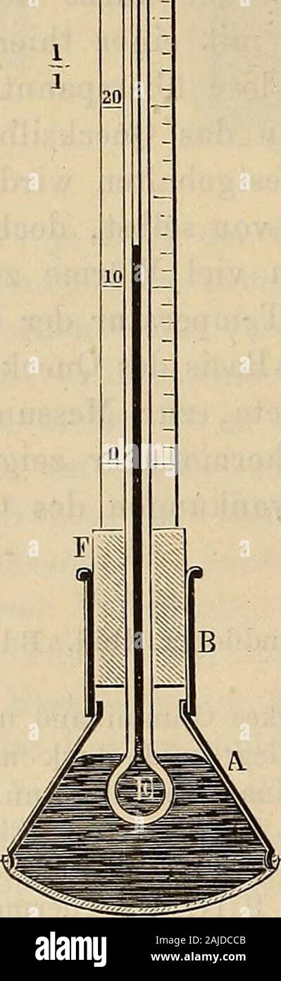 Physiologische Methodik : ein Handbuch der praktischen Physiologie . ometers legt und stark anzieht,aan die Quecksilbersäule um einige Zehntel Grade hinauftreiben kann. Umlun jeglichen Verdacht auszuschHessen, dass sich das Rectum beim Einlegenles Thermometers krampfhaft zusammenziehe, die Quecksilbersäule in dielöhe drücke und höhere Temperatur anzeige, wandte Billroth Thermometer.n, die mit einer Glashülse umgeben waren, in der sich Alkohol befand. NeueJeobachtungsstudien über Wundfieber. Archiv für klinische Chirurgie Bd. XIII,l. 604. 1871. ^) Fourier. Eecherches experimentales sur la facuM Stock Photo