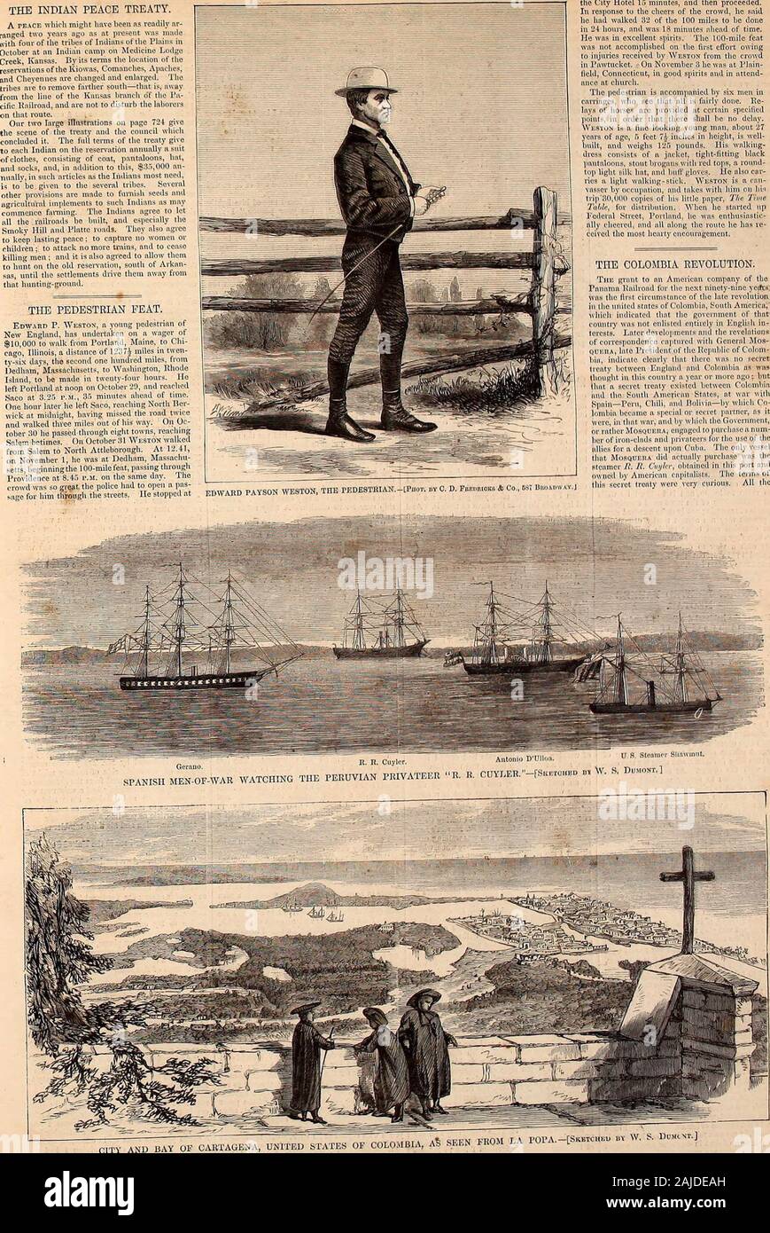 Harper's weekly . HARPERS WEEKLY. THE INDIAN PEACE TREATY.. STATES OF COLOMBIA, A$ SEEN FROM LA POPA.-poM*» « nARPElfS WEEKLY. [N0VEMDF.It 16, IS Stock Photo