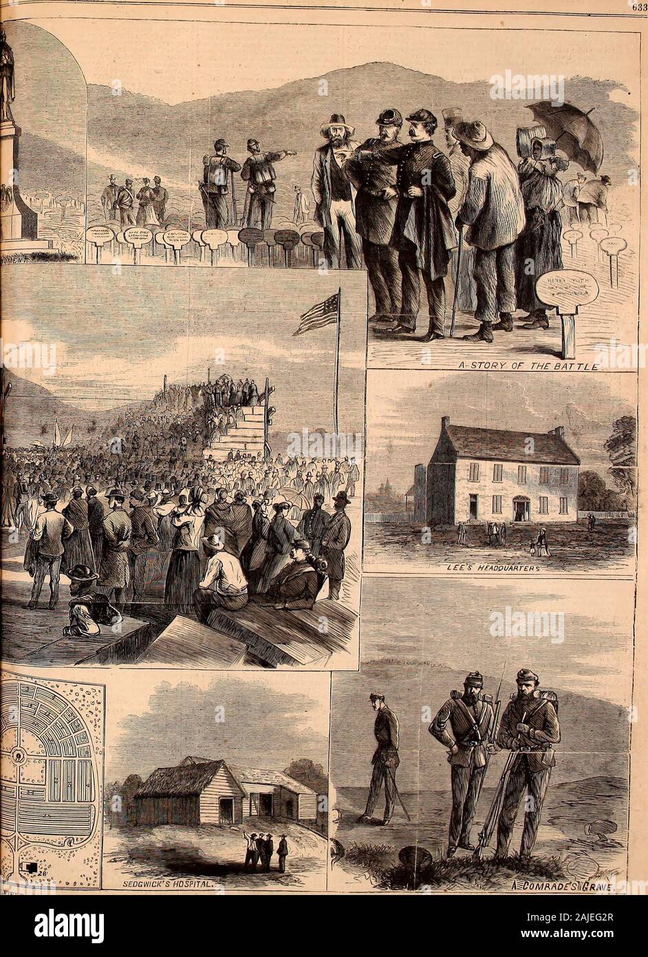 Harper's weekly . THE CEREMOXIES OE DEUIOATION OP THE NATIONAL CEMETEBY ON THE tf£EKLY.. mu&gt; OF ANTIETAM, MARYLAND.—Sketched m Ciiari.es G. Bush.—[See Paoe 634.J HARPEES WEEKLY. [October 5, 1867. .1 Itl M • li! I rcannon. - „„„,,,„? Imhh in- grounds amidst the? Cemetery speeches and ex-Governorr C. F. BuHLER, ofddent Johnson wasspeech, in which he to give his eounte-d express his nppro- m.n-hensiUv stupid ill regard to the inainnu.- s n 1 r.r-,i- readi, lor variola were the ul rebuffs that he met with in his ef-H direction. Though eager imd i&gt;er- larklingeye i devote himself sole- i diag Stock Photo