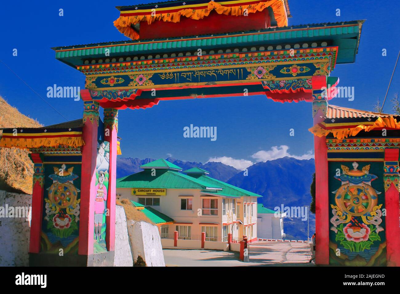 beautiful view of tawang circuit house at tawang, arunachal pradesh in india Stock Photo