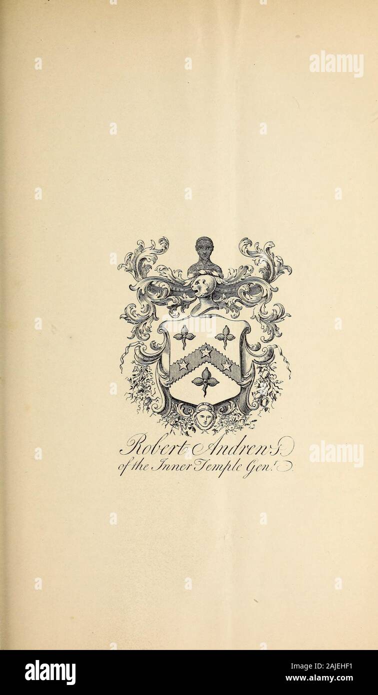 Miscellanea genealogica et heraldica : . by the Revd Mr Palmer one of the Curates of the sd parish,Mrs Jane Marten, Wife of the Revd Edmund Marten D.D. being Godmother (repre-sented by Mrs Manwayring) & my own Mother (represented by my sister) beingGodmothers, and my Father Rob* Pigot Esq. (represented by myself) Godfather. (11.) Maria Charlotta Andrews Daughter of the aforesaid Robert & MargaretAndrews was born on Monday the 31st day of Jany 1742 about  before 7 in theevening in Grosvenor Street in the parish of Saint George Hanover Square, and wasbaptized on Friday the 18th Day of Febry fol Stock Photo