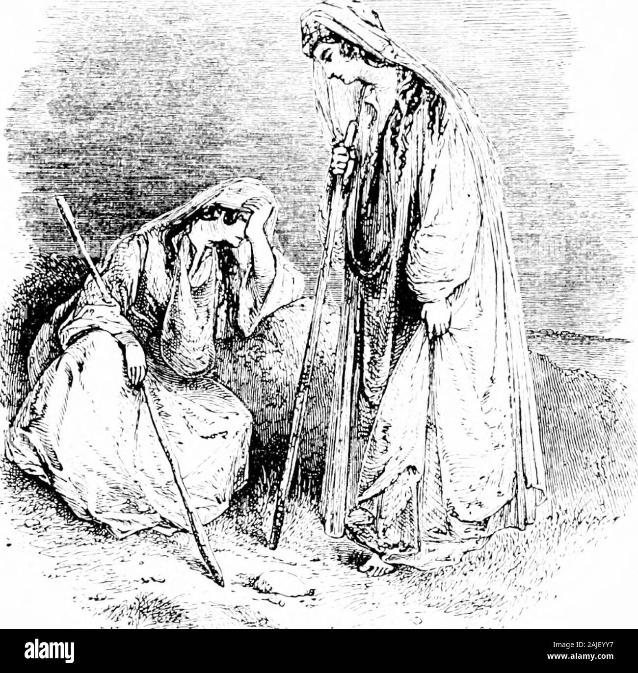 The thousand and one nights (Volume 1): commonly called, in England, the Arabian nights' entertainments . and she wept,and exclaimed, Verily, strangers are objects of pity, though they beemecrs in their own countries ! She then ordered for him supplies ofwine and medicines, and sat at his head a while, and mounted, andreturned to her palace; and she continued to go forth to every marketfor the purpose of searching for Ghanim. Soon after, the chief of the market brought the mother of Ghanim,and his sister Fitneh, and went with them to Koot-el-Kuloob, andsaid to her, 0 most charitable lady, ther Stock Photo