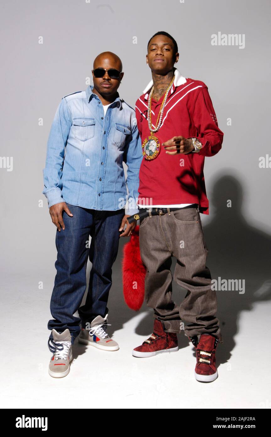 L-R) Mr. Collipark and Rapper Deandre Way aka Soulja Boy on