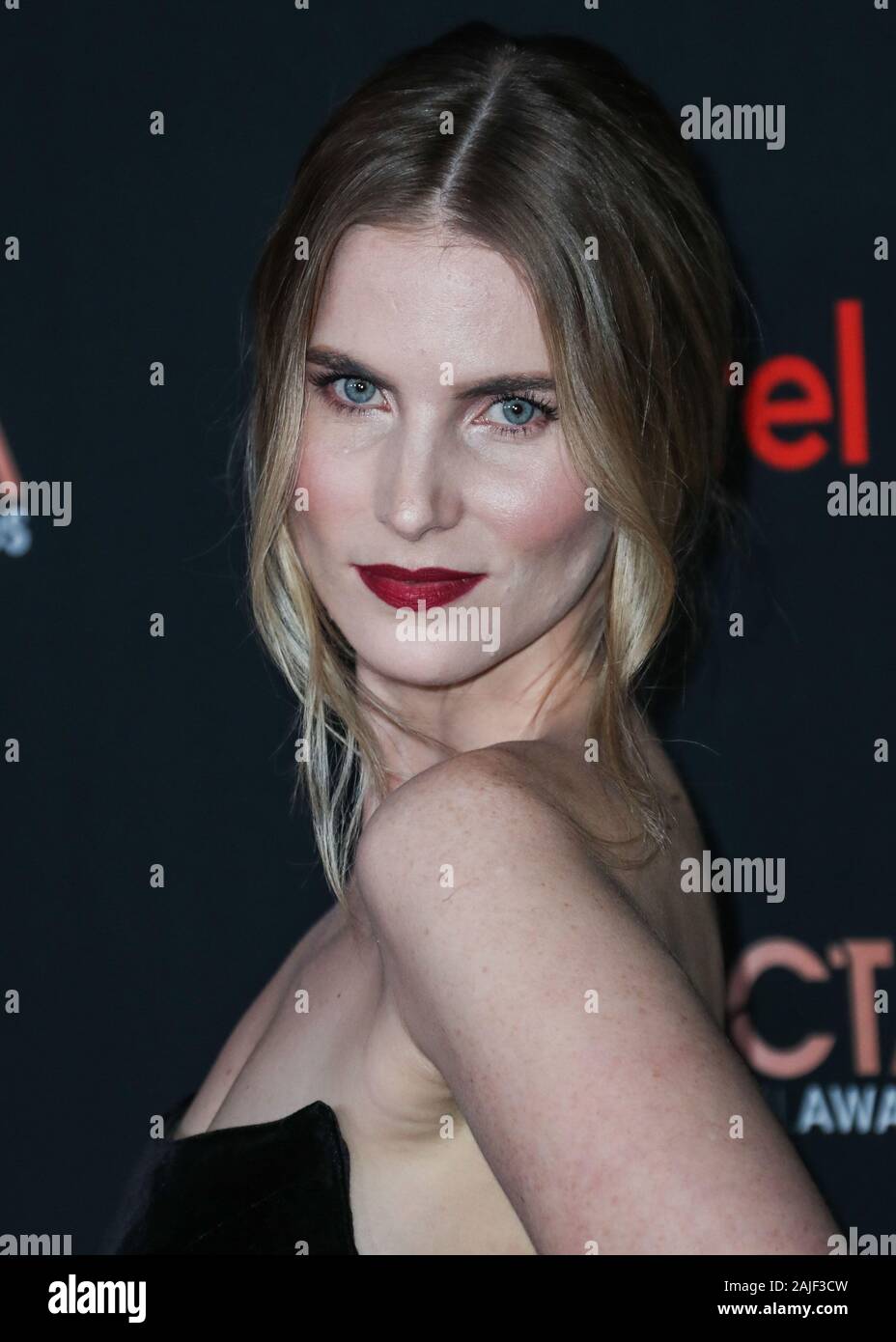 West Hollywood, United States. 03rd Jan, 2020. WEST HOLLYWOOD, LOS ANGELES, CALIFORNIA, USA - JANUARY 03: Emm Wiseman arrives at the 9th Annual Australian Academy Of Cinema And Television Arts (AACTA) International Awards held at SkyBar at the Mondrian Los Angeles on January 3, 2020 in West Hollywood, Los Angeles, California, United States. (Photo by Xavier Collin/Image Press Agency) Credit: Image Press Agency/Alamy Live News Stock Photo