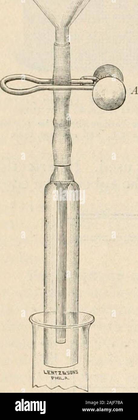 Manual of pathology : including bacteriology, the technic of postmortems, and methods of pathologic research . glass tubes. The liquefied medium is pouredinto the percolator; the test-tubes are then arrangedin the baskets at the side of the percolator. A test-tube or flask is grasped by the left hand, preferablyby the thumb and index-finger; the cotton is rotatedand loosened by means of the thumb and index-finger of the right hand, and removed by graspingthe projecting tip between the ring- and little fingers of the righthand; the tube is now carefully slipped over the filling tube from theper Stock Photo