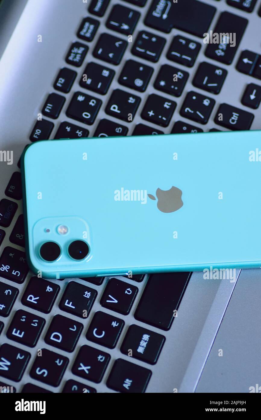 Mint Green iPhone 11 in horizontal frame featuring dual camera released