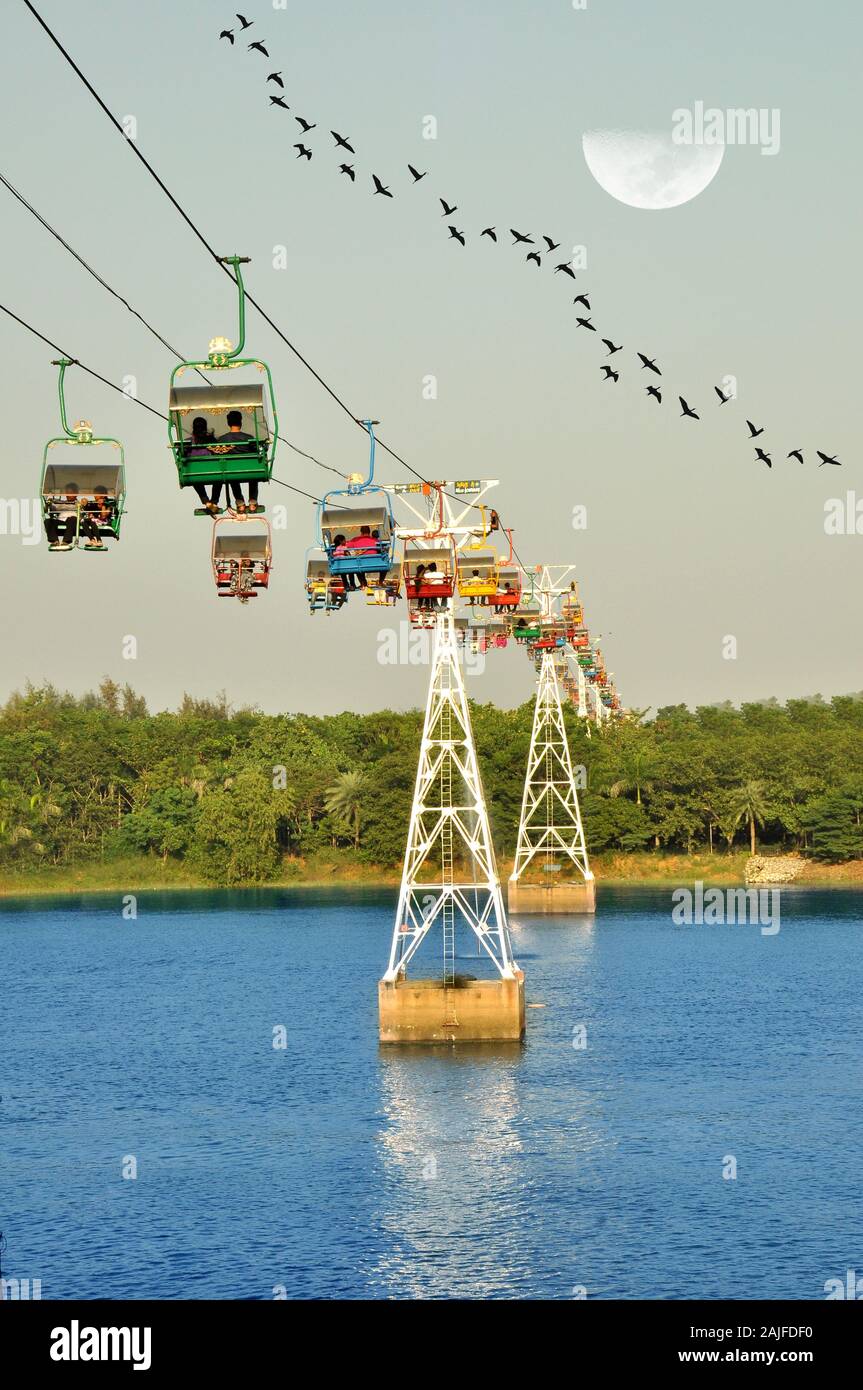 cable car above the expo Queensland in Chennai Stock Photo Alamy