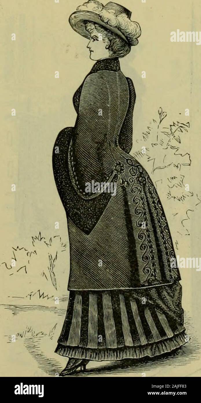 Strawbridge & Clothier's quarterly . No. 2.—Imported double-breasted dolman of, German beaver cloth; astrakhan on collarI and sleeves, and two bands of same on pleats; 52 inches long; sizes, 32 to 44 inches, bust measure; price, J 16.00.. ^^ No. 5.—Imported double-breasted dolman ofGerman beaver cloth ; astrakhan collar andband of same on sleeves and row of same inbox pleat; 52 inches long; sizes, 39 o 44inches, bust measure ; price, I24.00. Stock Photo