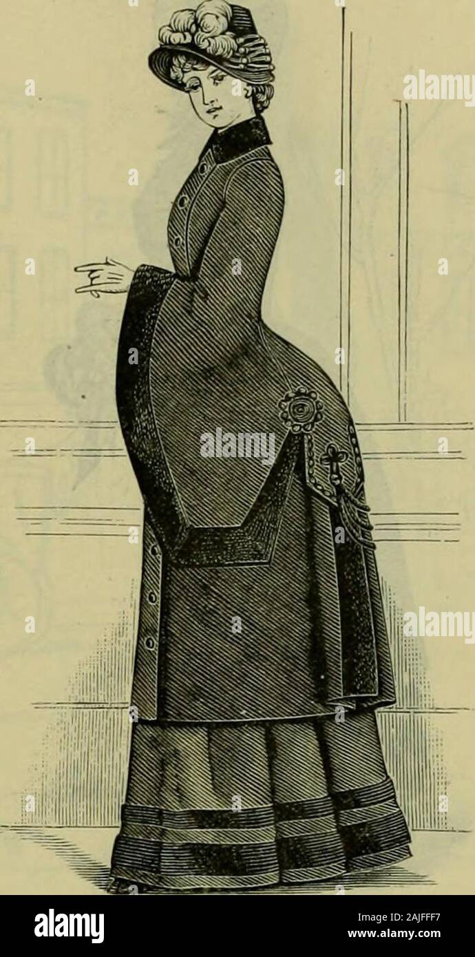 Strawbridge & Clothier's quarterly . No. 4.—Imported double-breasted dolman ofGerman beaver cloth; astrakhan collar andband of same on sleeves and around skirt;52 inches long; sizes, 32 to 44 inches, bustmeasure ; price, J20.00.. No. 2.—Imported double-breasted dolman of, German beaver cloth; astrakhan on collarI and sleeves, and two bands of same on pleats; 52 inches long; sizes, 32 to 44 inches, bust measure; price, J 16.00. Stock Photo