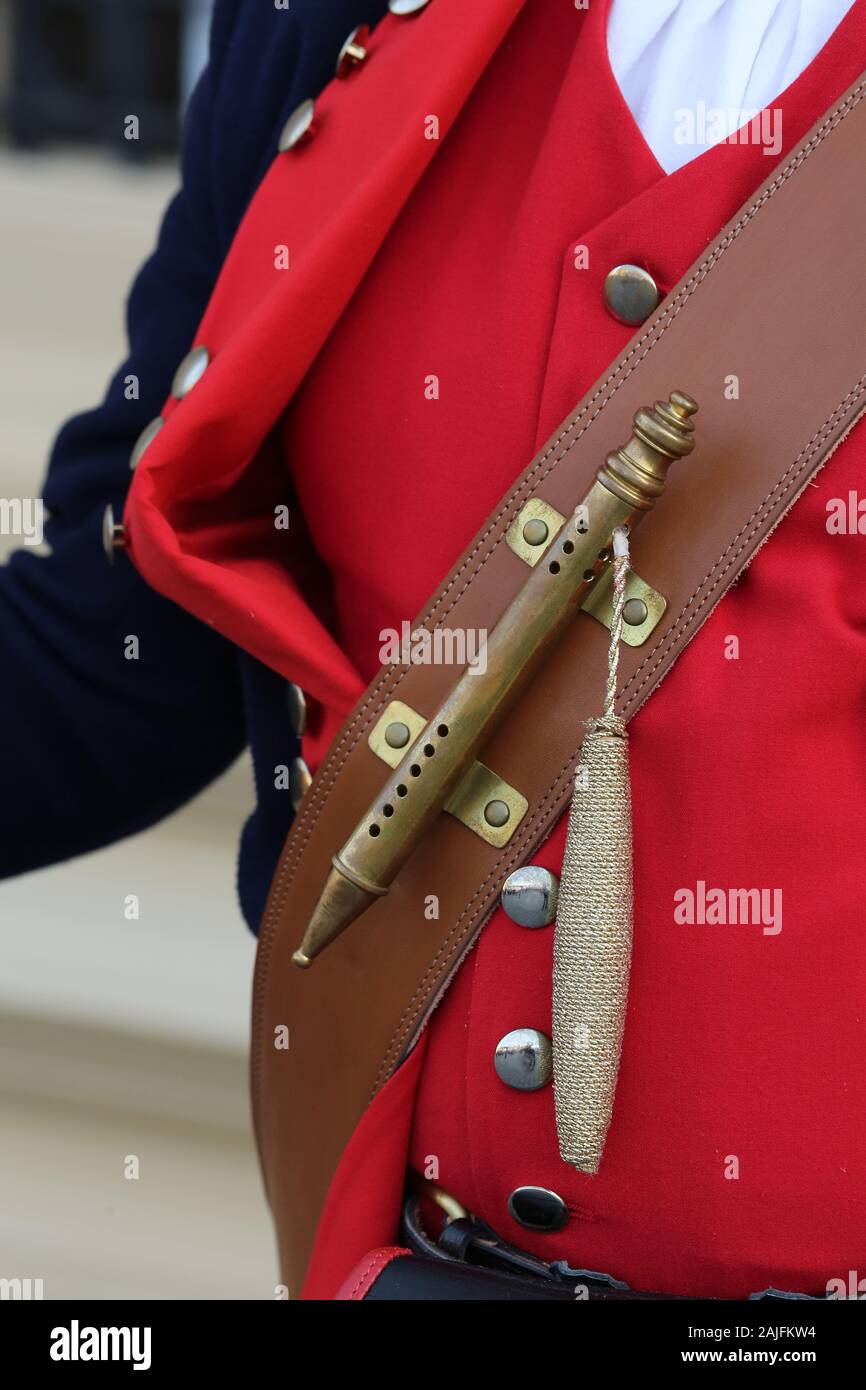 Details of military apparel used for the changing of the guards in Union Square Timisoara a theatrical reenactment of a historical event in city histo Stock Photo