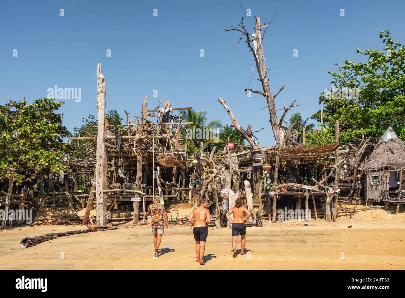 Famous Hippie Bar made from driftwood on Ko Phayam island Stock Photo