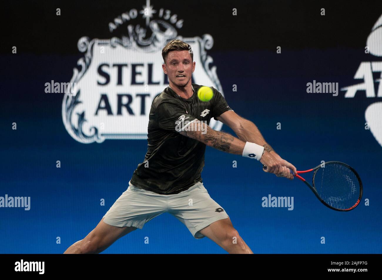 Sydney Australia 04th Jan 2020 Dennis Novak Of Austria Plays A Forehand During The 2020 Atp