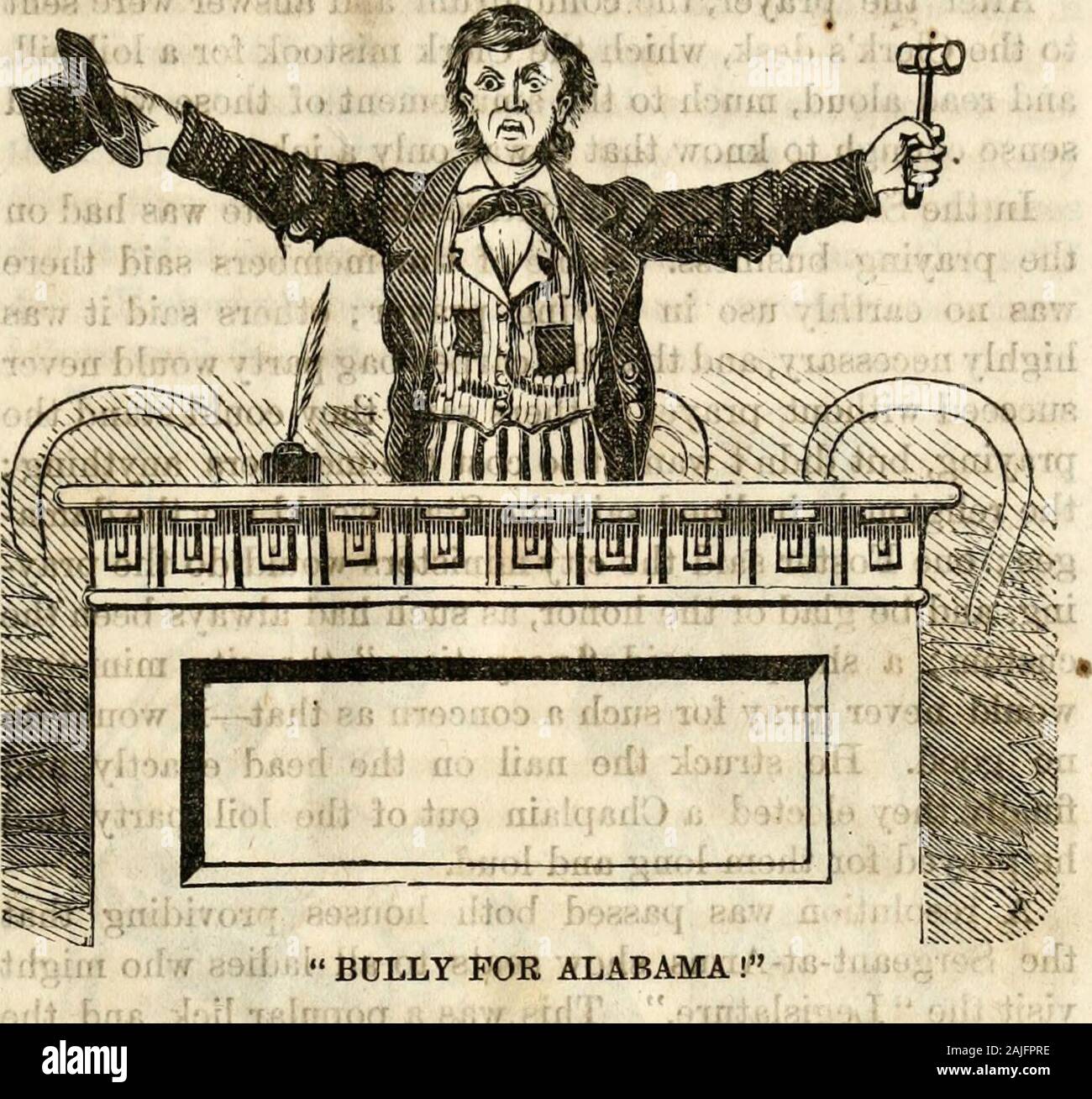 The 'loil' legislature of Alabama; its ridiculous doings, and nonsensical sayings . atred, proscription and internal feud. When the vote of both houses was announced, the learnedLieut. Governor exclaimed at the top of his loyal voice, Bully for Alabama!—the Ginral [Kuklux Shepherd]had hauled up his loil guns, and they boomed forth thenews of the temporary destruction of Hberty and the whiterace, and the ascension of ignorance, vice, scallawagism,scoundrelism and all the other mean isms and seisms withwhich our language is acquainted. ?* ^* ^ The white loilists grasped each others hands, and lo Stock Photo