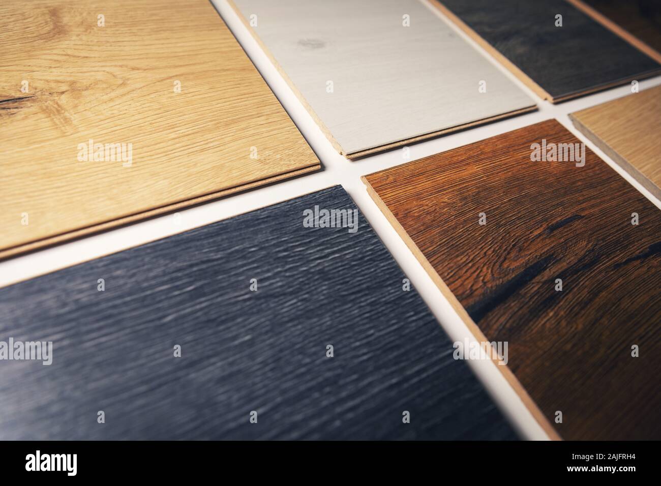 closeup of colorful laminate flooring samples Stock Photo Alamy