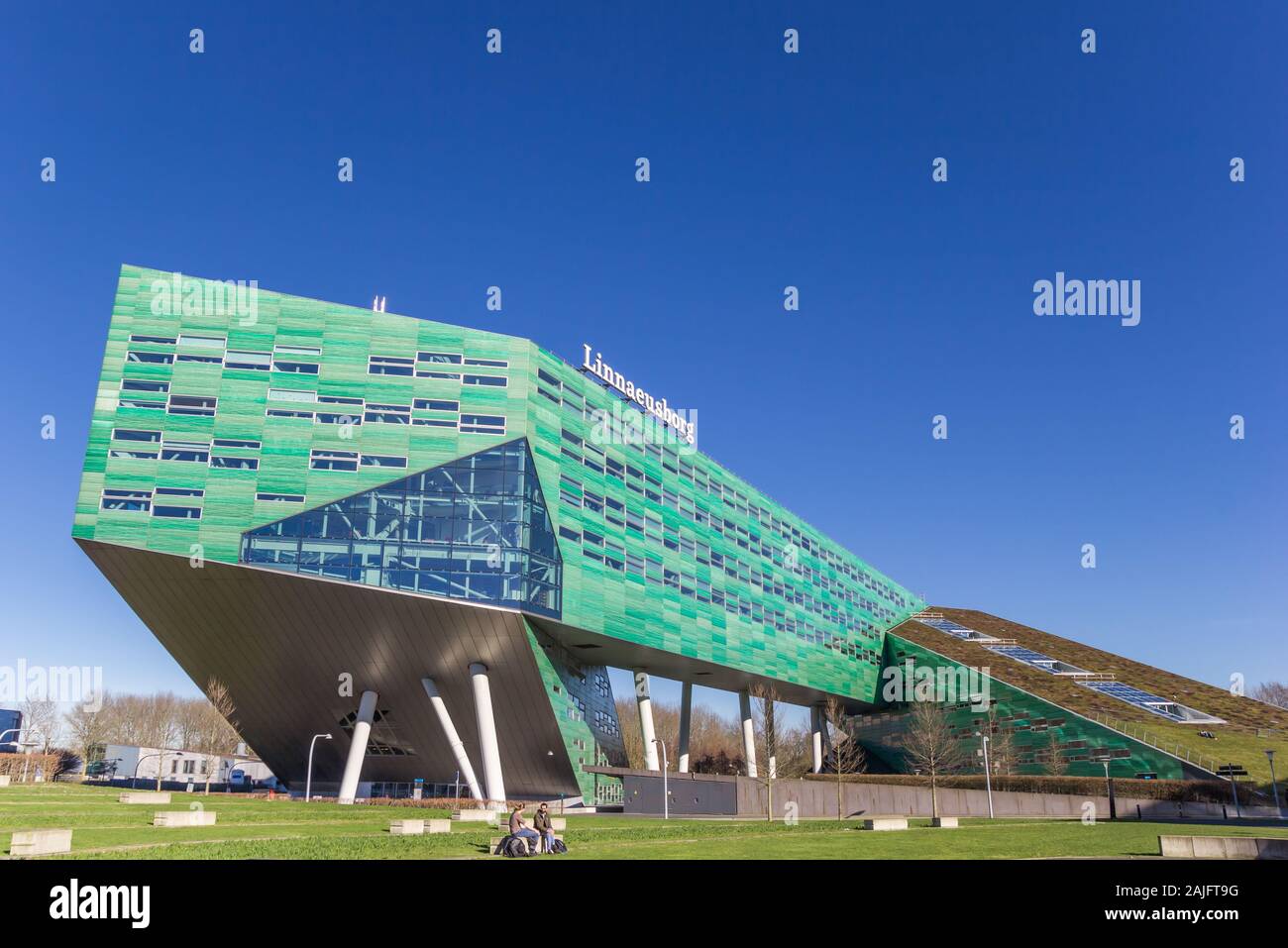Modern building at campus of the Groningen university in the Netherlands Stock Photo