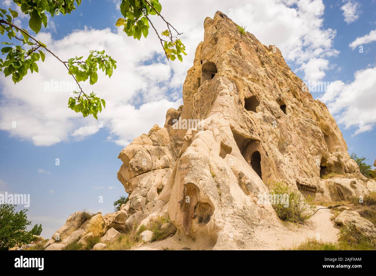 Dwelling carved out of stone at Goreme Open Air Museum (UNESCO heritage site) in Cappadocia, turkey Stock Photo