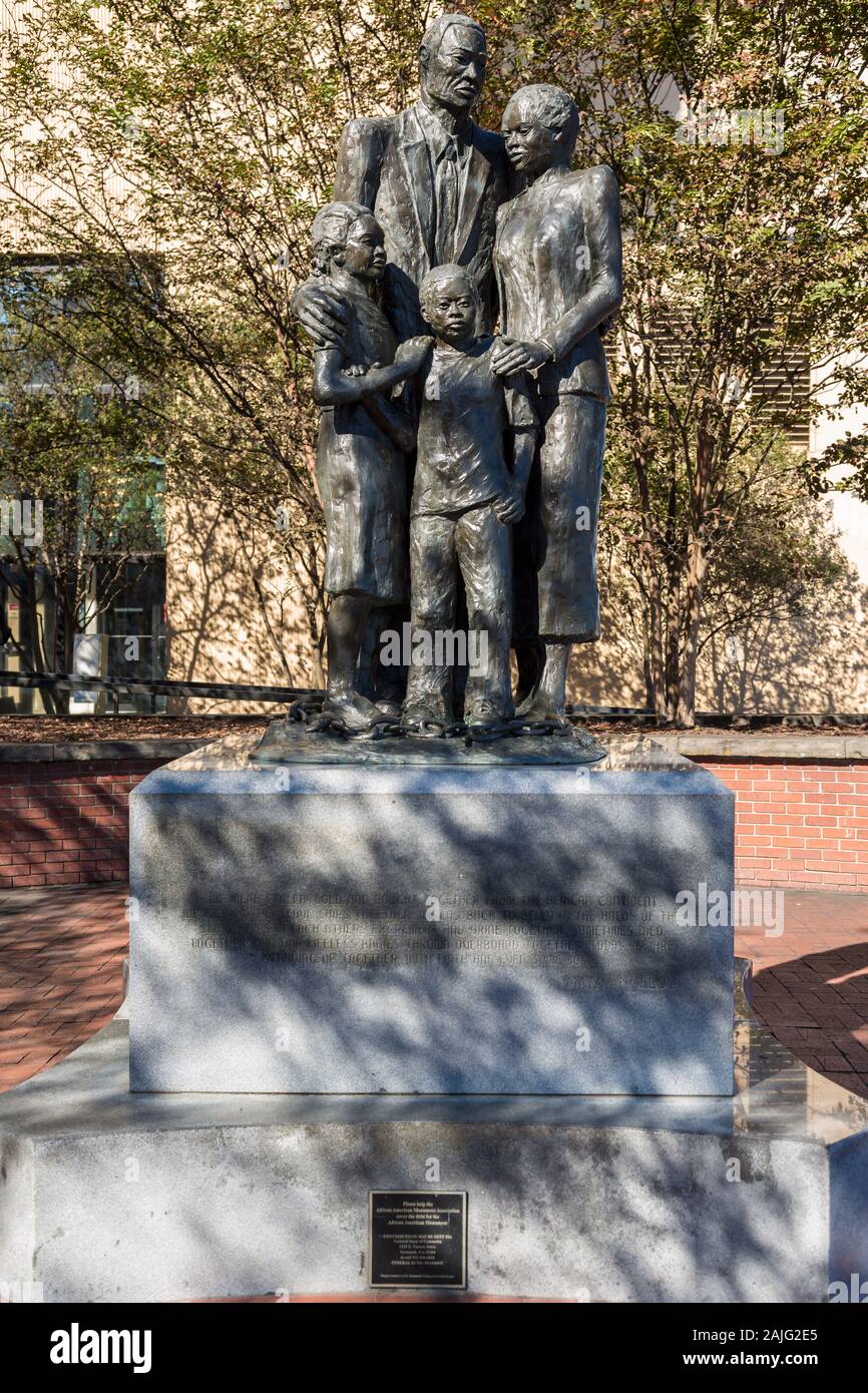 African American Monument, River Street waterfront, Savannah, GA, USA
