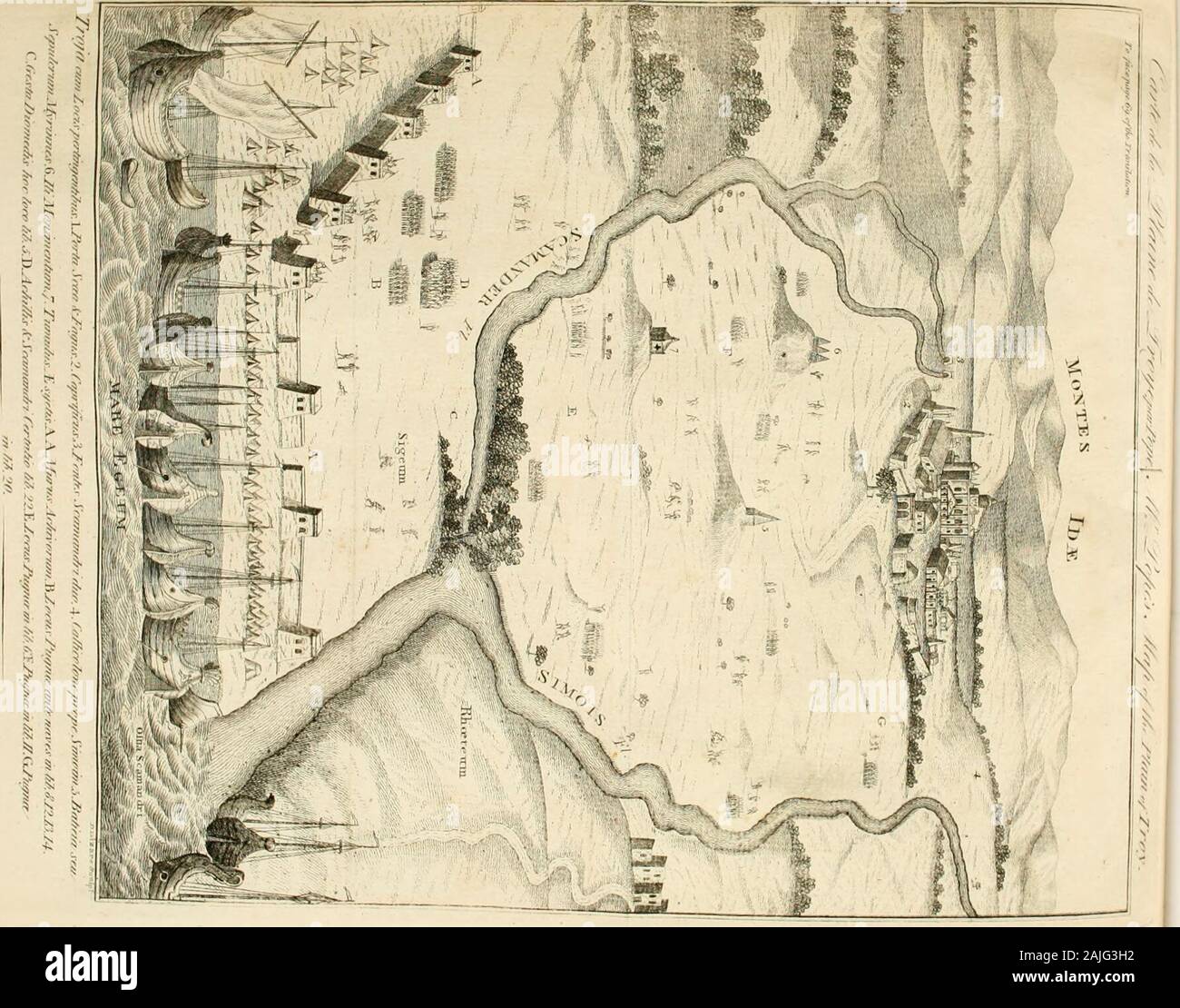 Description of the plain of Troy : with a map of that region, delineated from an actual survey : read in French before the Royal Society of Edinburgh, Feb 21 and 28 and March 21 1791 . thevery place where Homer faw them ; and where Strabo him-?felf could not hâve failed to find them, if, inftead of referringto the authority of Demetrius of Scepfis, he had taken thetrouble to vifit the Troad in perfon. It is furprifing that Dr Chandler, while he thinks it pro-per to inform his readers, that the Simois has been miftaken for the Scamander, fhould hâve fallen into the very errorhe wiihes to preven Stock Photo