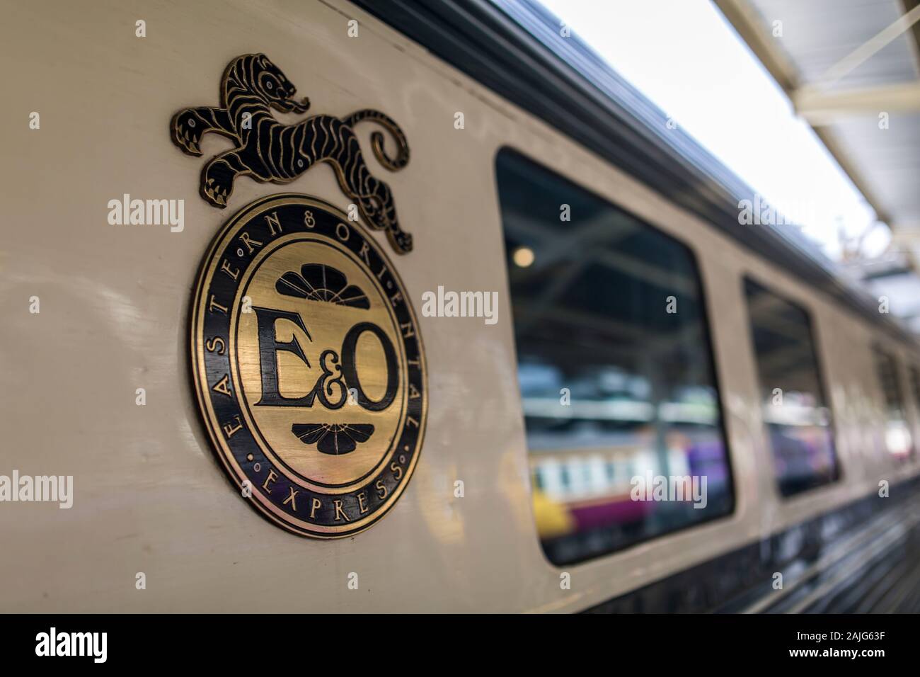 BANGKOK, THAILAND - MARCH 24, 2017: Eastern & Oriental Express at Hualamphong Station in Bangkok, Thailand on March 24, 2017. Stock Photo
