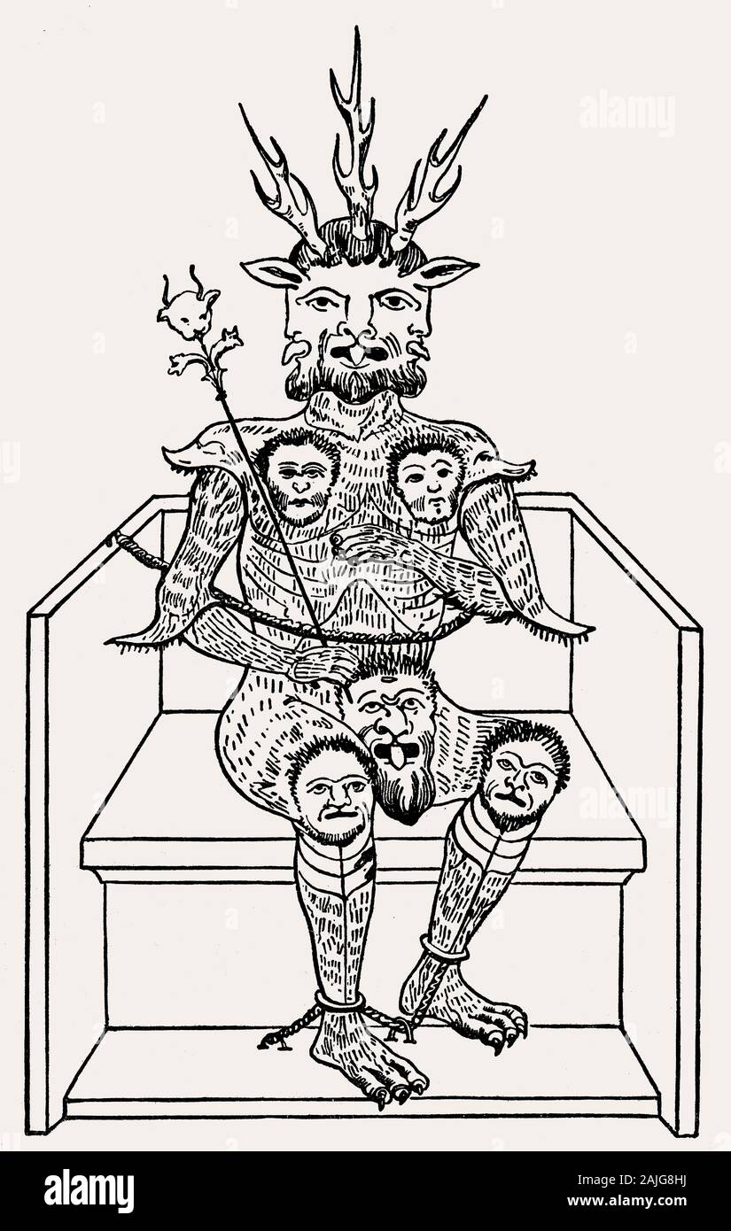 caricature about personification of evil, Middle Ages Stock Photo