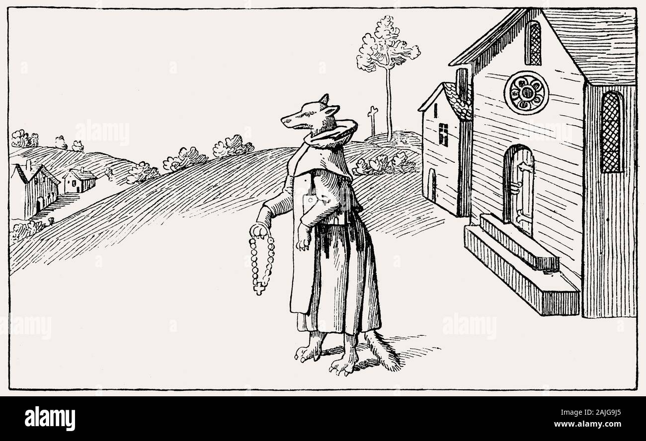 Anti-Catholic animal parody, 16th-century Stock Photo